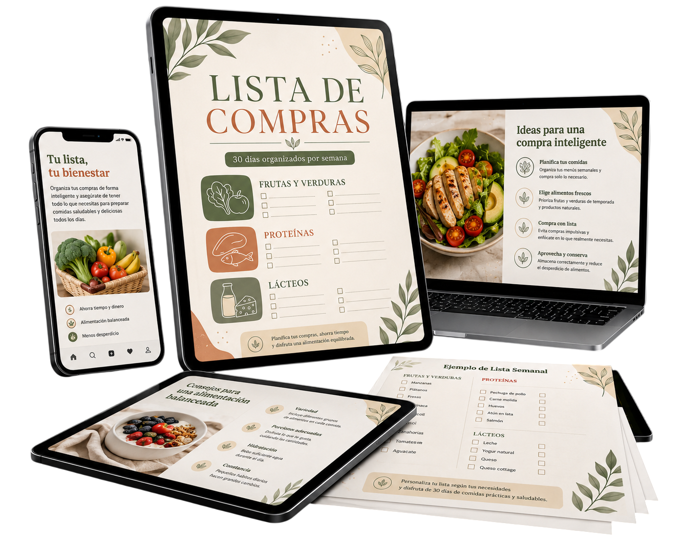 Mockup del bono Lista de Compras 30 Días de Menú Fácil 30