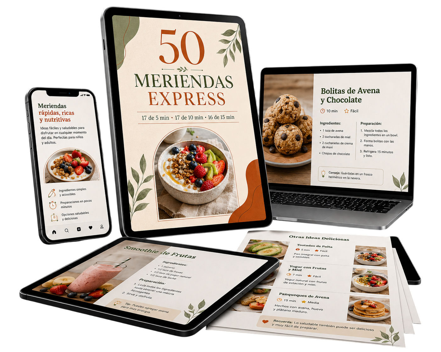 Mockup del bono 50 Meriendas Express de Menú Fácil 30