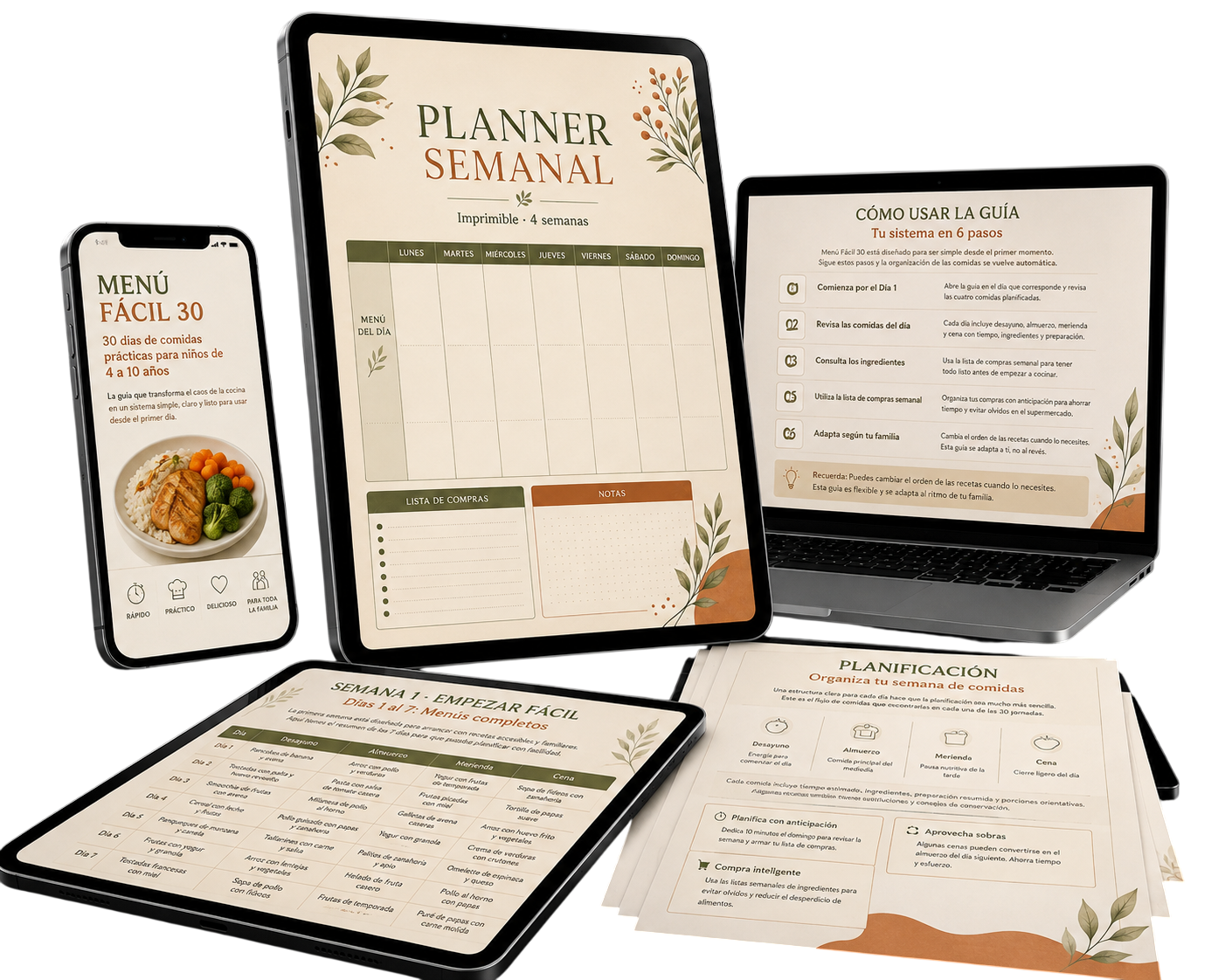 Mockup del bono Planner Semanal Imprimible de Menú Fácil 30