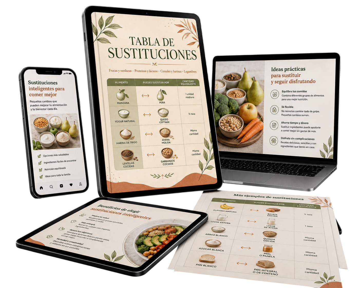 Mockup del bono Tabla de Sustituciones de Menú Fácil 30